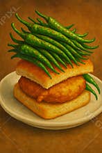 AI generated Vada Pav Potato Fritter Sandwich