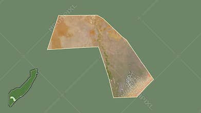 Jubbada Dhexe, Somalia without Somaliland, extruded and isolated. Satellite