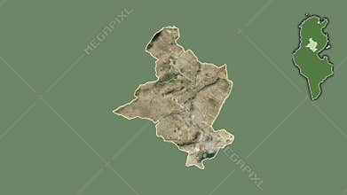 Sidi Bou Zid, Tunisia, extruded and isolated. Satellite