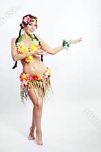 Girl with Hawaiian accessories