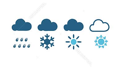 Winter Rain Weather Icons Seasonal Climate Graphic, vector design Generative AI