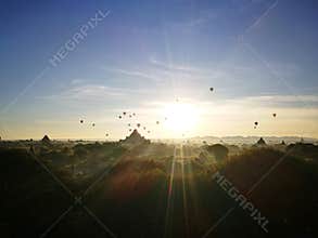 sunrise in bagan oltdown, myanmar