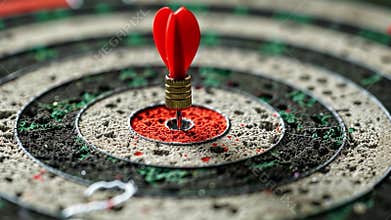 Precision in action as a dart finds its target in a competitive setting