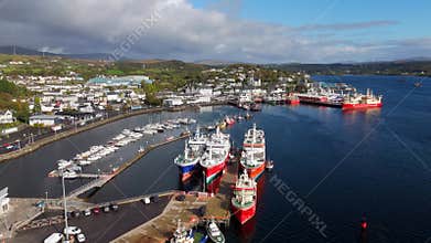 Killybegs harbour at Donegal Ireland - Colorful Fishing Boats Gracefully Situated in the Calm and Tranquil Harbor
