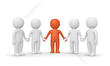 Group of 3d people with leader