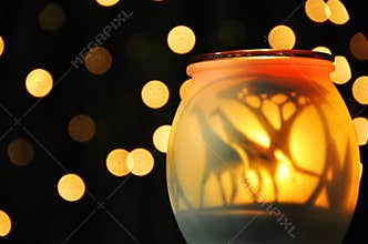 Abstract mellow yellow sparkling night lights