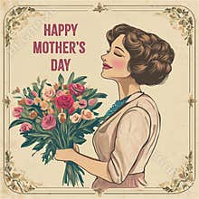 Retro Mother's Day Card with Elegant Design