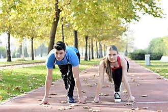 Runners couple sport