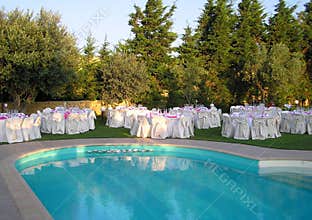 Catering setup, wedding table