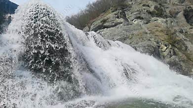 Big beautiful waterfall. Travel in Bulgaria