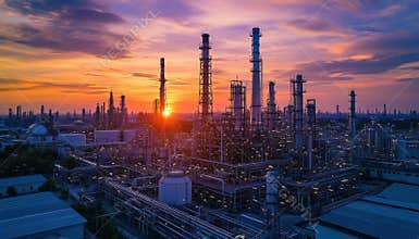 Drone View Of Oil And Gas Industry In Bangkok