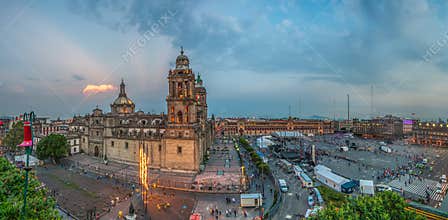 Zocalo square and Metropolitan cathedral of Mexico city