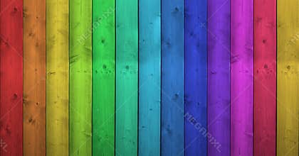 Rainbow Colors On Wooden Background