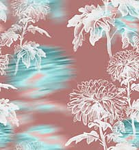Trendy color of the year floral seamless pattern in mocha mousse.