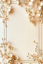 Elegant Mother's Day Card with Golden Floral Borders on Pastel Cream Background for Sophisticated Design