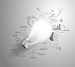 Vector light bulb with drawing business success st