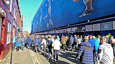 The View Down Goodison Road at Goodison Park the Home of Everton Football Club