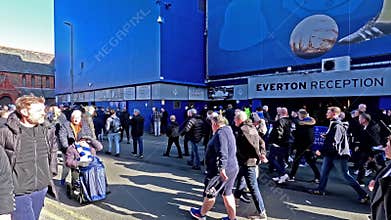 The View Down Goodison Road at Goodison Park the Home of Everton Football Club