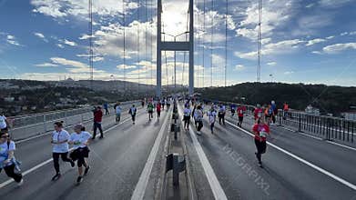 Athletes running in 45. Istanbul marathon which includes two continents in one race.
