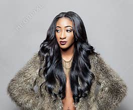 Black beauty with elegant curly hair