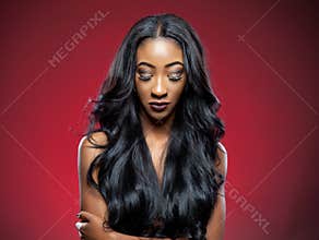 Black beauty with elegant curly hair