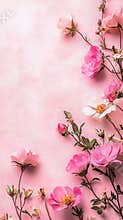 Generative AI Delicate Pink Blossom Arrangement on Pastel Background for Elegant Floral Decor business concept.