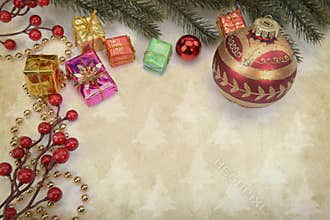 Christmas decoration on Vintage background