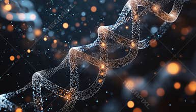 White Abstract Digital Technology With Dna Molecules For Cutting