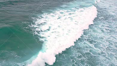 Aerial View on Storm Sea Landscape of Blue Water and Ocean Waves at High Tide