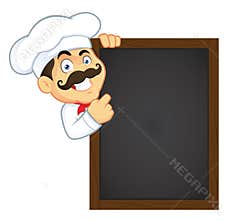 Chef Holding Wooden Menu Board