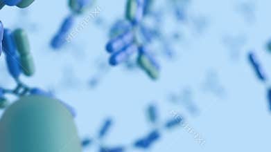 scattered antibody molecules in motion