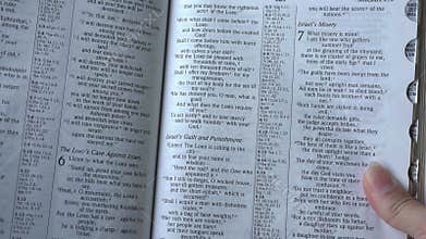 Close up to passage chapter 6 verse 8 of Micah book of the Holy Bible.