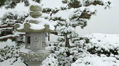 Stone Lantern Snow