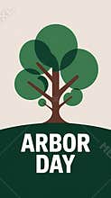 Celebratory Tree Illustration for Arbor Day Emphasizing Environmental Care and Planting Efforts