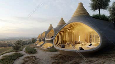 Innovative Eco Friendly Architecture in a Sustainable Smart City Setting Showcasing Biomaterials and Zero Emission