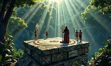 Ancient Shaman Ritual in Lush Jungle Temple