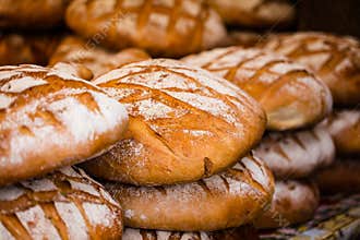 Traditional bread in polish food market in Krakow, Poland.