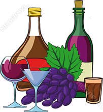 Still Life with bottles of wine