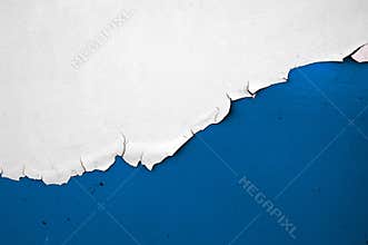Blue and White Peeling Paint Chips