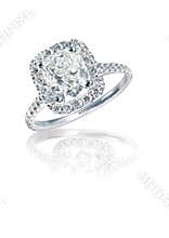 Modern Brilliant cushion Cut halo style diamond ring