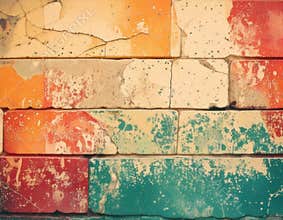 Abstract Colorful Brick Wall