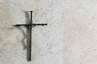 Esater background. Nail Cross on Stone