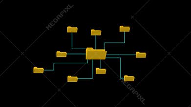 File folder tree structure animation showing organized data hierarchy