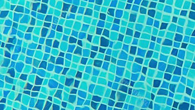 The view of swimming pool water surface at sunset, sun reflection