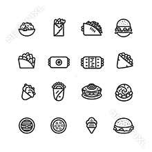 Collection of Fast Food Icons: Graphic Design Elements