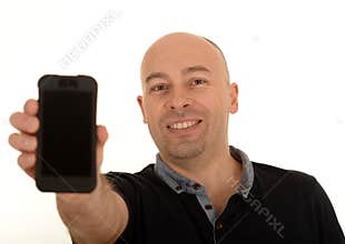 Man holding cellphone