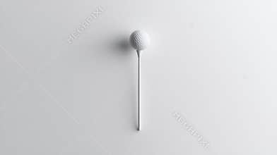 Golf ball on white tee with subtle shadow