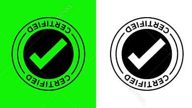 Certified Check Approval Logo Animation on Green Screen Quality Seal Badge Loop