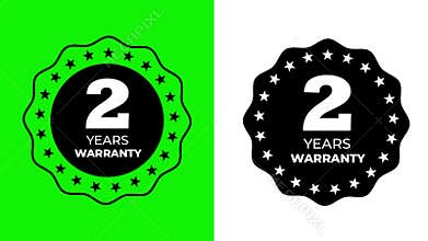 2 Years Warranty Certified Badge Logo Animation on Bright Green Screen