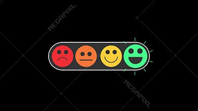 Digital Feedback Interface Featuring Four Color-Coded Emoticon Faces Representing Mood Scale